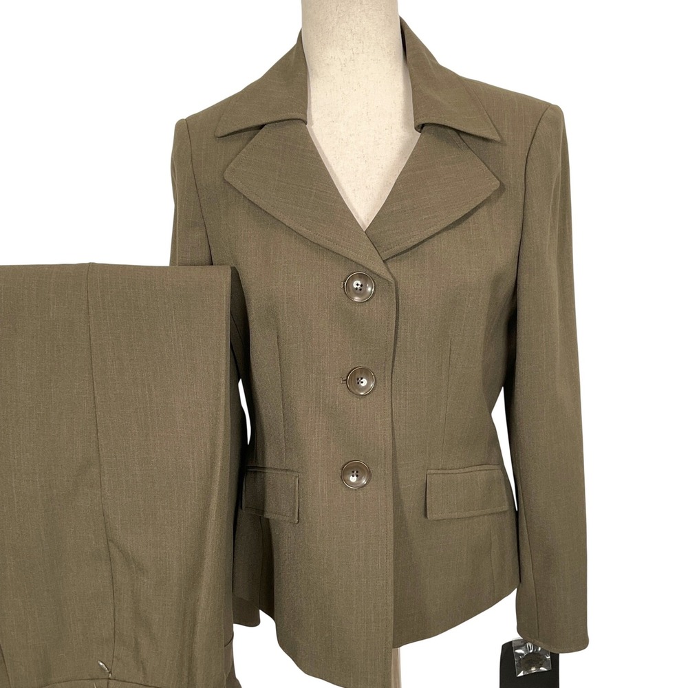 Le‎ Suit Pant Suit Womens 8 Olive Green 2 Piece Wild Spirit Classic Corporate